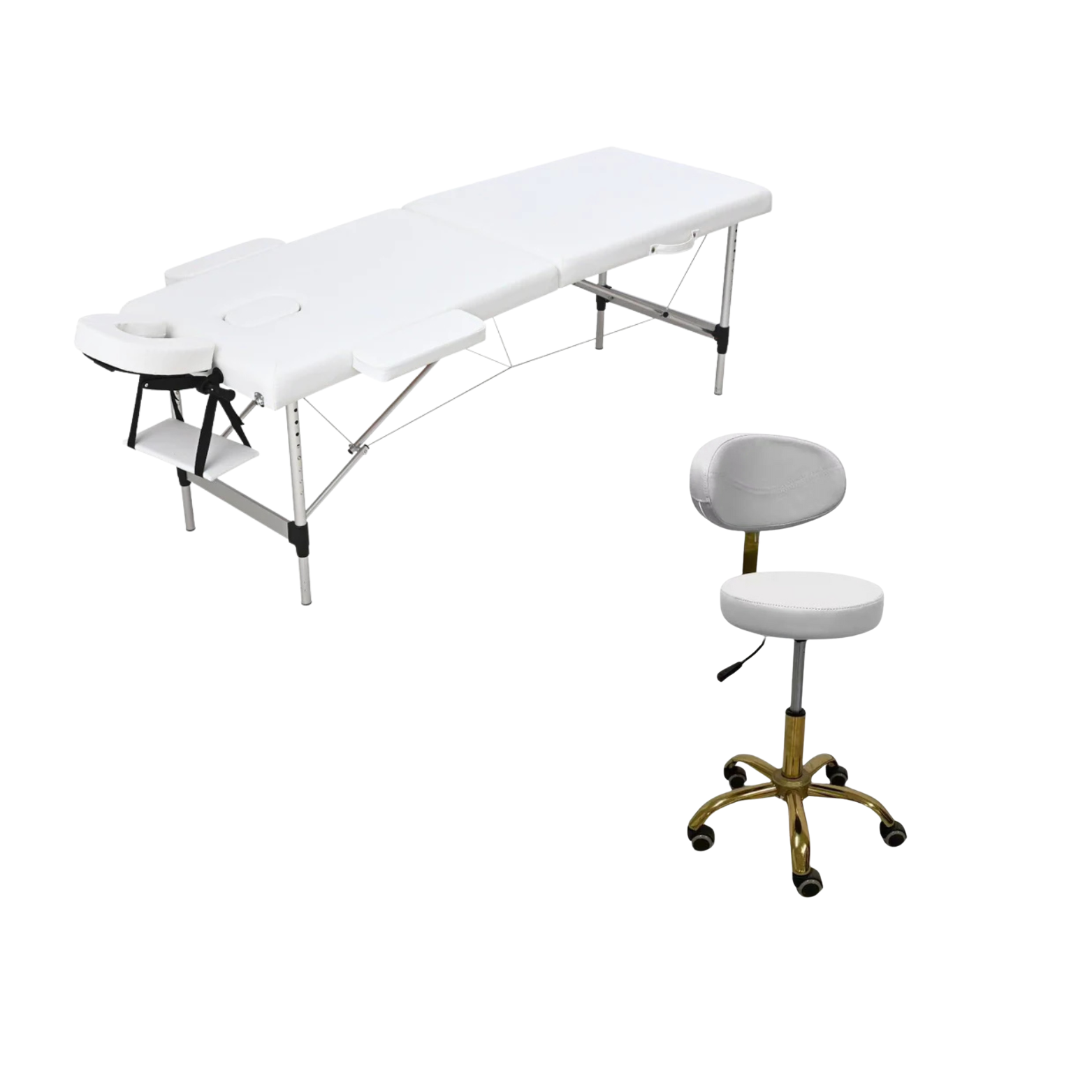 מיטת עיסוי+כיסא בצבע לבן