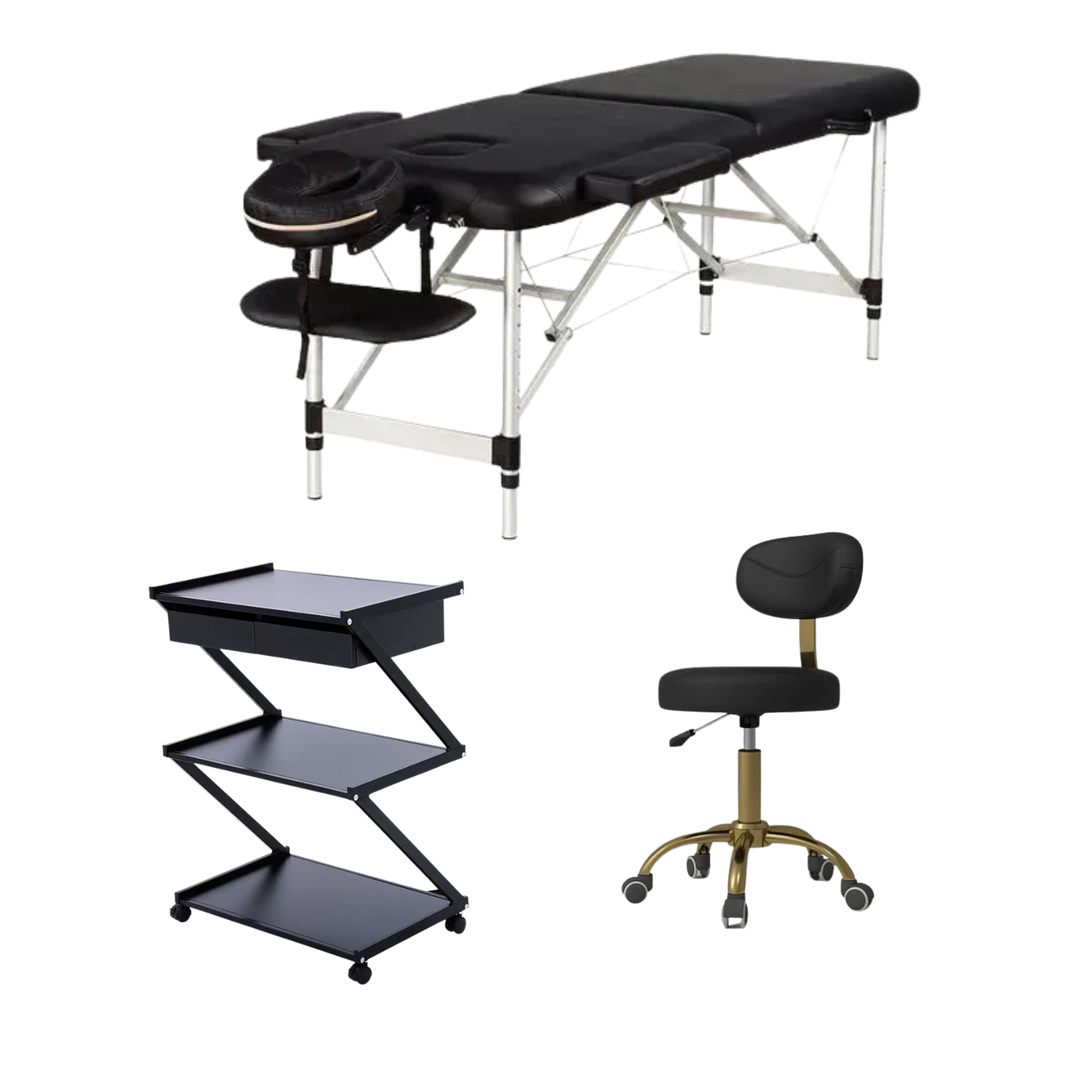 סט שלם מקצועי לחדר עיסוי -בצבע שחור