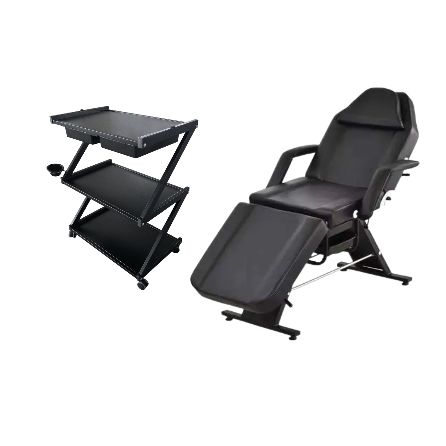 מיטת קוסמטיקה+ עגלת קוסמטיקה בצבע שחור