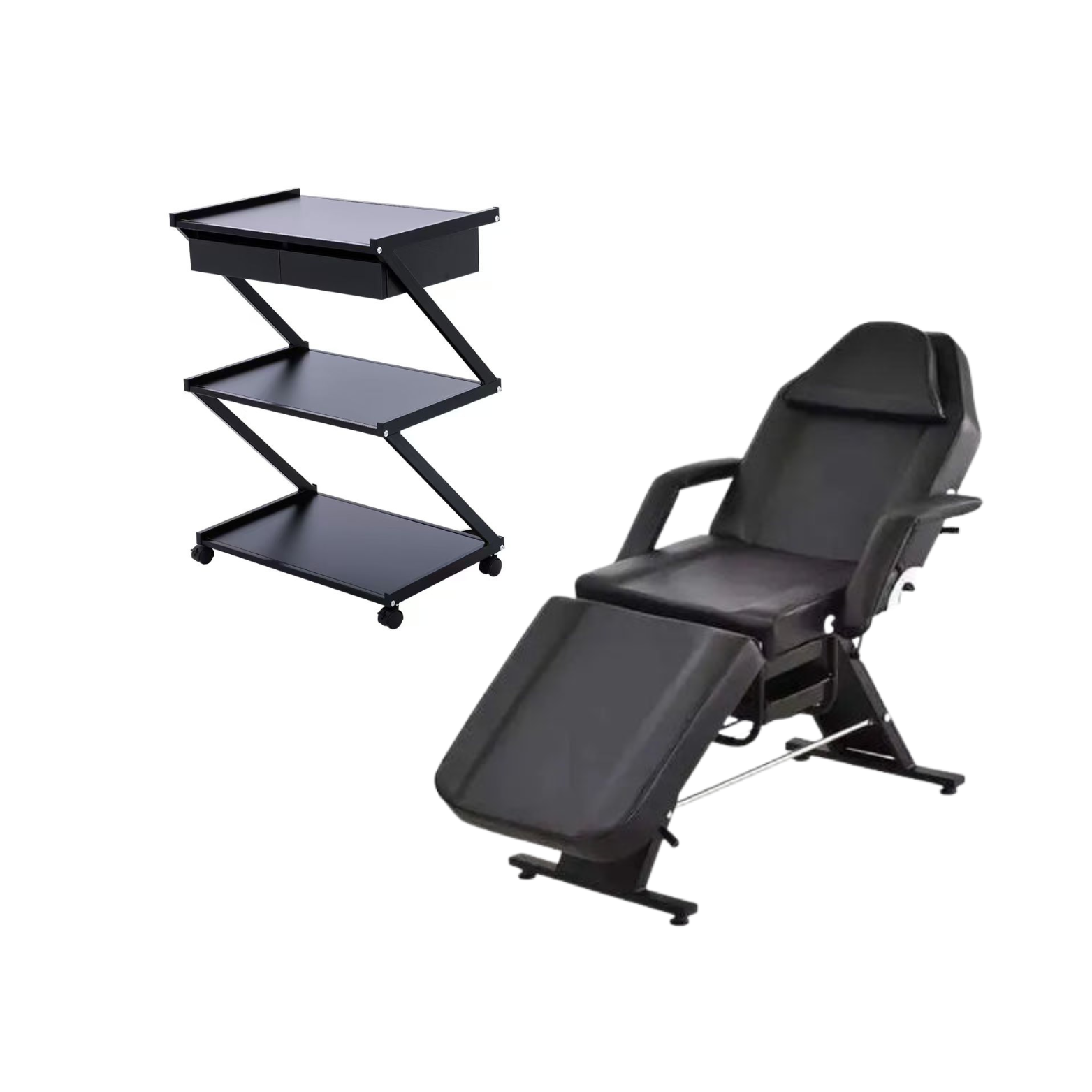 מיטת קוסמטיקה+ עגלת קוסמטיקה בצבע שחור