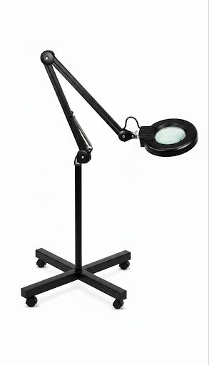 מנורת לופה עם מעמד LED  קוטר עדשה 5 אינץ'-זרוע ארוכה – שחור