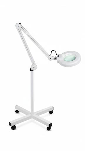 מנורת לופה עם מעמד LED  קוטר עדשה 5 אינץ'-זרוע ארוכה – לבן